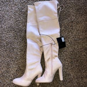 Nude Faux Suede Knee High